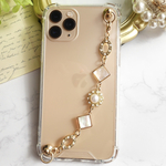 103. キーリングハンガー　スマホケース　iPhoneケース　ストラップ　全機種　スマホチェーン　スマホリング　キーリング　キーリングチェーン シェル　レジン　ゴールド
