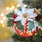 【手作りキット】クリスマスのフラワーランタン（赤玉×白花）