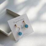 ナイトブルー＊カルセドニーのピアス／イヤリング  アシンメトリー〔金属アレルギー対応〕