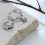 2Way＊風の流れとスノーフレークのイヤーカフと変形イヤーカフのセット＊リングとしても