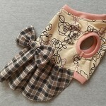完成品 胴回り42cm  ニット&チェック柄ワンピース
