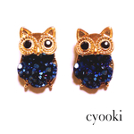 ※期間限定値下げ！※福を呼ぶ！ブルーの天然石ふくろうowlピアス