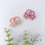 ＊小さなお花 ヘアゴム　4個　お花2cm カラーゴム2cm弱　アースカラー　