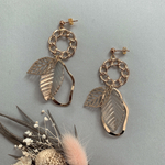 RUKIRIRIA #627 ゴールド×リーフピアス  大ぶりピアス 大ぶりイヤリング 