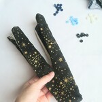 ボタンが選べる♪ 超ロング水筒肩ひもカバー【スター／ボーダー】ブラック 