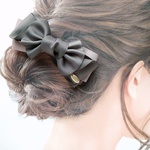 大人っぽ❥︎ピンクグレー　選べるヘアアクセ リボン　バナナクリップ　バレッタ　