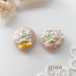 【送料無料】かすみ草の花束 モール糸刺繍ヘアゴム