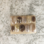 ブラウン　チョコレート　もやもや　ゴールド　ニュアンスネイル　ミラーネイル　淡色　結婚式　成人式　前撮り　ブライダル　普段使い