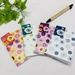 マグネットクリップ付き＊ミニメモ帳4冊セット＊北欧風花柄