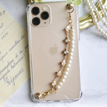 104. キーリングハンガー　スマホケース　iPhoneケース　ストラップ　全機種　スマホチェーン　スマホリング　キーリング　キーリングチェーン　パール　パールチェーン