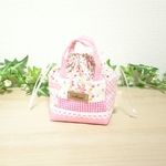 手のひらサイズのミニminiトート＊パッチワーク柄＊ピンク