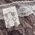 ♡キラキラクリスタルハートドロップ3連ピアス/イヤリング♡