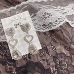 ♡クリアハートドロップ3連ピアス/イヤリング♡
