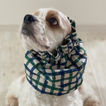クレヨンチェック❤︎グリーン×ブルー　犬用スヌード　中型犬用スヌード