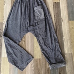 デニムサルエルロングパンツ　岡山デニム　ヒッコリーデニム