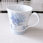 マグカップ　紫陽花ブルー　ポーセラーツ