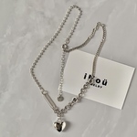 ハートのブロックチェーンネックレス　シルバー925 silver925