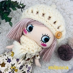 🍂冬用とんがり帽子再販✨着せ替え〈2点セット〉ෆ̈ ハッピードール　イーマリー　(とんがり帽子・マフラー)ボタン付き　可愛いෆ̈オフホワイト
