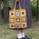 クロシェ編み　トートバッグ　イエロー