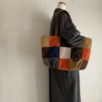 ＊再販・受注製作＊色を楽しむコーデュロイパッチの大きめトート／ショルダートート　ペットボトルホルダー付き 