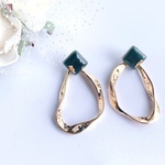 2way ニュアンスブラック×ゴールドデザインリングピアス レジンピアス