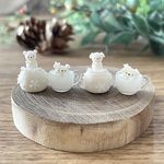 【受注製作】ミニチュアホワイトクリスマスケーキとドリンクセット♪［しろくま、犬］［ピアスorイヤリング加工可能］