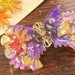 菊と紅葉と蝶バレッタ（Hair ornaments butterfly&Autumn beauty）