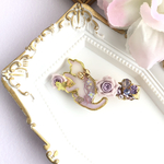 【ヘアクリップ】遊花猫(薄紫)