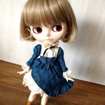 再出品84.※青のレースたっぷりクラシカルワンピース※ブライスアウトフィット※1/6ドール服※
