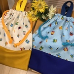 ⭐️ただいま専用ページ⭐️【再15】電車いっぱい31×26❤️  爽やかお着替え袋、体操着袋、パジャマ入れ巾着⭐️男の子可愛い電車の巾着(お名前タグサービス）⭐️持ち手オプション