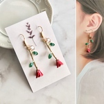 レッド  ローズ バラ ゴールド 金 ピアス ハンドメイド イヤリング 