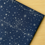 50*50【オックス】夜空の煌めき／紺×シルバー《 生地 オックス生地 コットン 綿 星 宇宙 星座 スター コスモ ラメ COTTONCANDY 中厚手 》