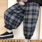【人気】大人のバルーンパンツ★ポケット後ろ★定番♡ブルーチェック柄