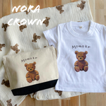 出産祝い🧸クマさんお出かけセット🌼ブランケット　名前入りおむつポーチ　Tシャツ　女の子　男の子　薄手タイプ　大判サイズ　クマ🧸