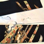 正絹･兵児半巾帯(黒と小紋)当店オリジナル品･再販はありません