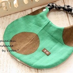 ８重ガーゼやわらかゴムスタイ*グリーンｘ大きなドットちょこ
