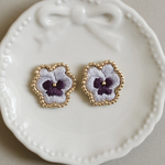 ビオラ 刺繍 ピアス/イヤリング 