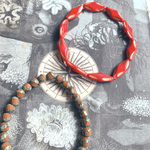 SALE【2連40コセット】#czech beads#チェコビーズ　twist8㎜bitter orange/picasso30コdiamond oval24✖️9㎜red/bronze10コ