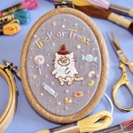Trick or Treat おばけネコちゃん手刺繍フープ