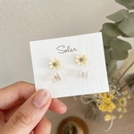 【送料無料】セットピアス＊イエローフラワーとクリア蝶々ピアス