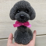 動物ぽんぽん　トイプードル   濃いグレー（鼻ボタンタイプ）