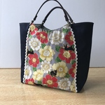 ミニトートバッグ(黒猫と椿の花)