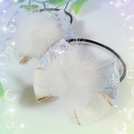 大大人気‼️🆕キッズ用✨ふわっふわのファー♡雪の結晶柄リボンのヘアゴム