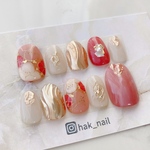 No.149 着物ネイル　和装　白無垢　成人式ネイル　振袖ネイル　花嫁ネイル　ニュアンスネイル　赤　アイボリー　前撮りネイル　
