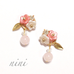 【再販3】小梅♡ローズクォーツイヤリング