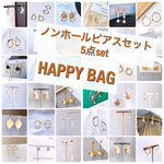 happy bag　ノンホールピアスセット 5点セット❁ 樹脂イヤリング❁ イヤリング福袋❁ イヤリングセット　ピアスみたいなイヤリング　痛くないイヤリング　金属アレルギー対応　( 春 夏 秋 冬)