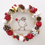 文鳥サンタのアップルクリスマスリース
