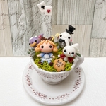 再販予定なし 受注制作　アリスのティーカップ樹脂粘土　粘土細工　ミニチュア　ドールハウス　こねこねくらぶ　