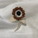 一輪お花ブローチ　茶