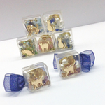 2WAY＊気まぐれにゃんこのガラスキューブピアス(紫)